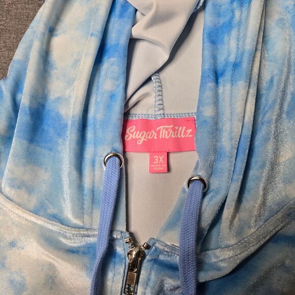 Sugar Thrillz  Rehearsal Cropped Ballerina Velvet Blue Hoodie Size: 3X - Picture 5 of 5